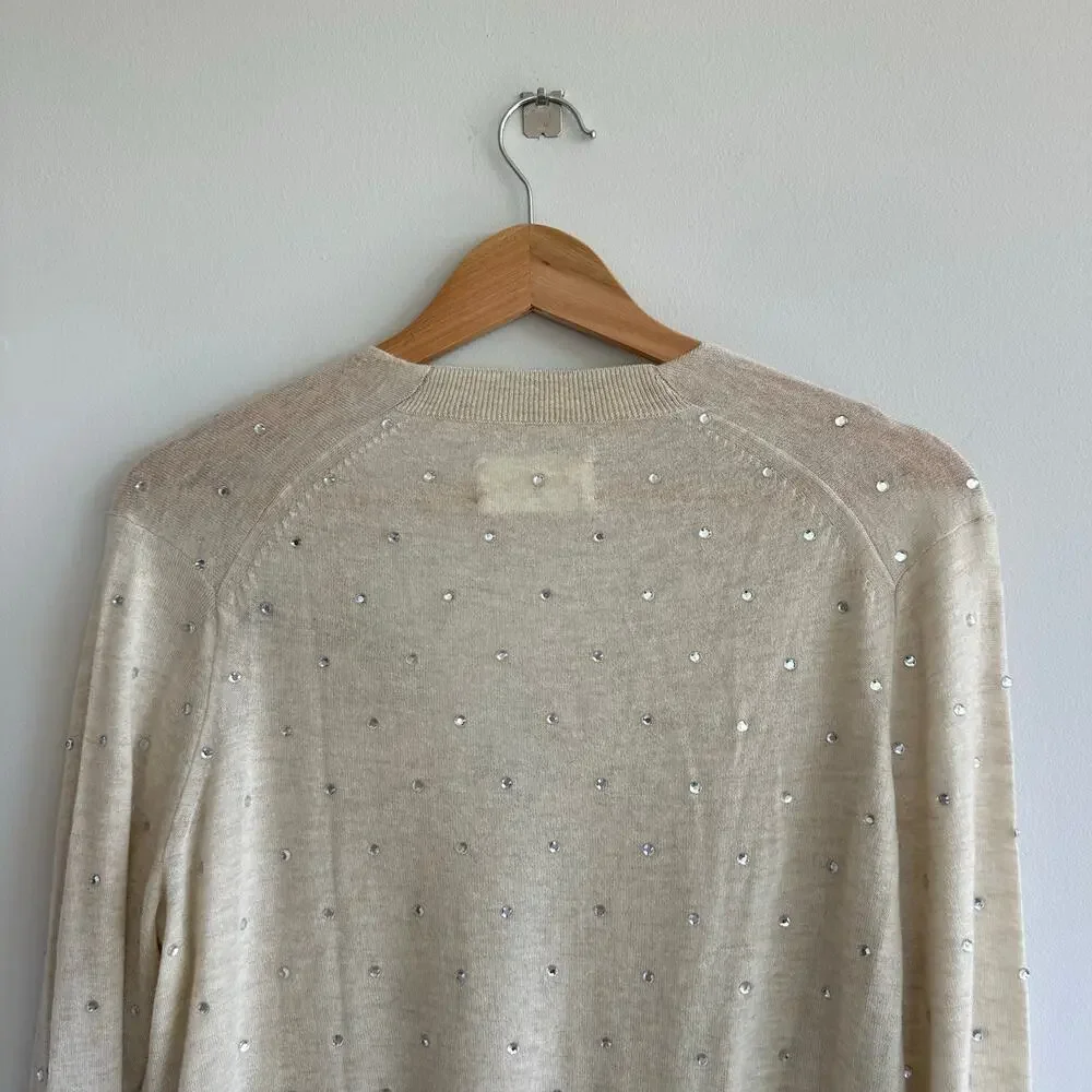 Zadig & Voltaire Elya Strass Embellished Cashmere Pullover Sweater Cream L NWT - Picture 10 of 10